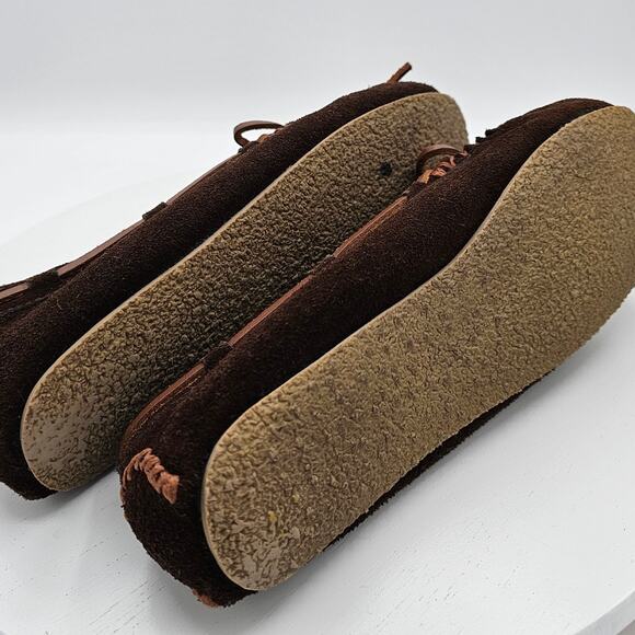 Minnetonka Moccasins Mens Size 8 Brown Suede Slip-On Normcore Western Minimalist - Picture 5 of 7